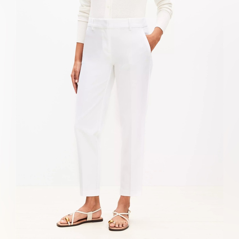 LOFT Riviera Slim Pants White Petite